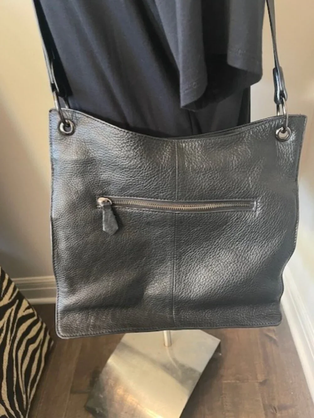 Rachel Roy Black leather expandable crossbody